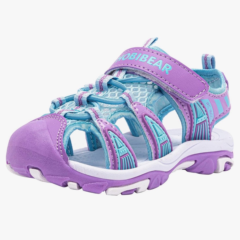 BODATU Girl Water Sandals Rubber Toddler Velcro Strap Walker Shoes 25 Purple 8.5